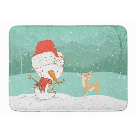 Carolines Treasures Tan Chihuahua Snowman Christmas Machine Washable Memory Foam Mat CK2081RUG